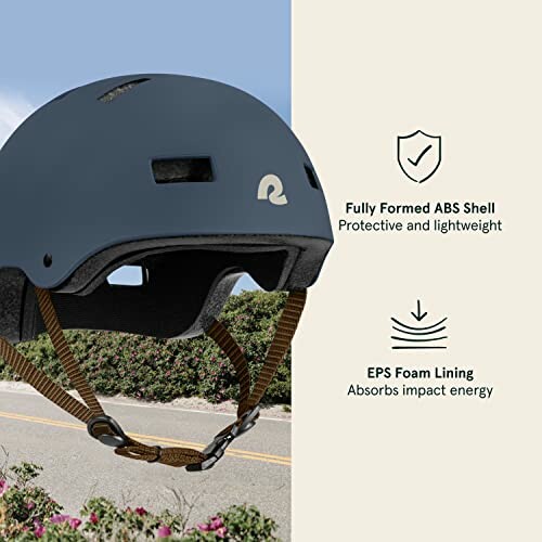 Bike helmet with ABS shell and EPS foam lining for protection.