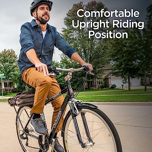 Man riding bicycle with comfortable upright position