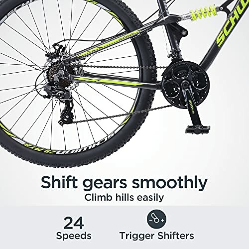 Mountain bike gear system with 24 speeds and trigger shifters.