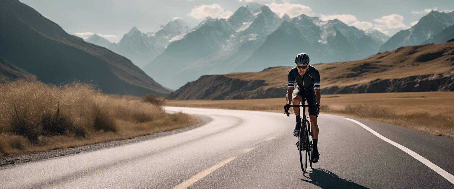 Road biker riding on a scenic road